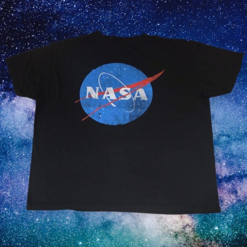 Body Rags Unisex NASA Meatball Logo Distressed‎ Graphic T-shirt Black XXL